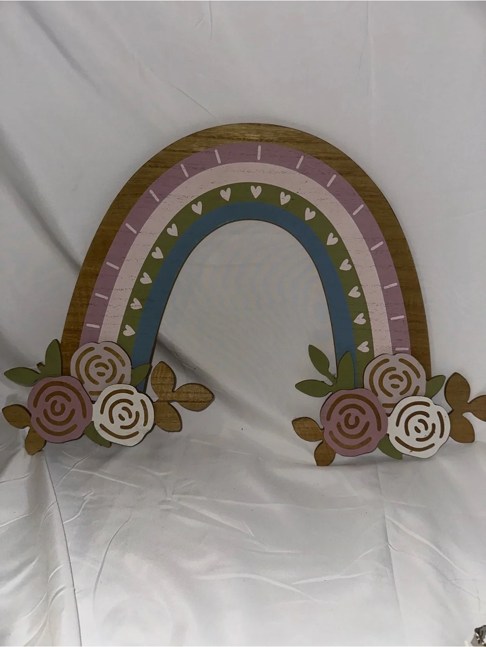 Hobby Lobby Wooden Rainbow Floral Wall Decor Boho Nursery Girls Room 15”